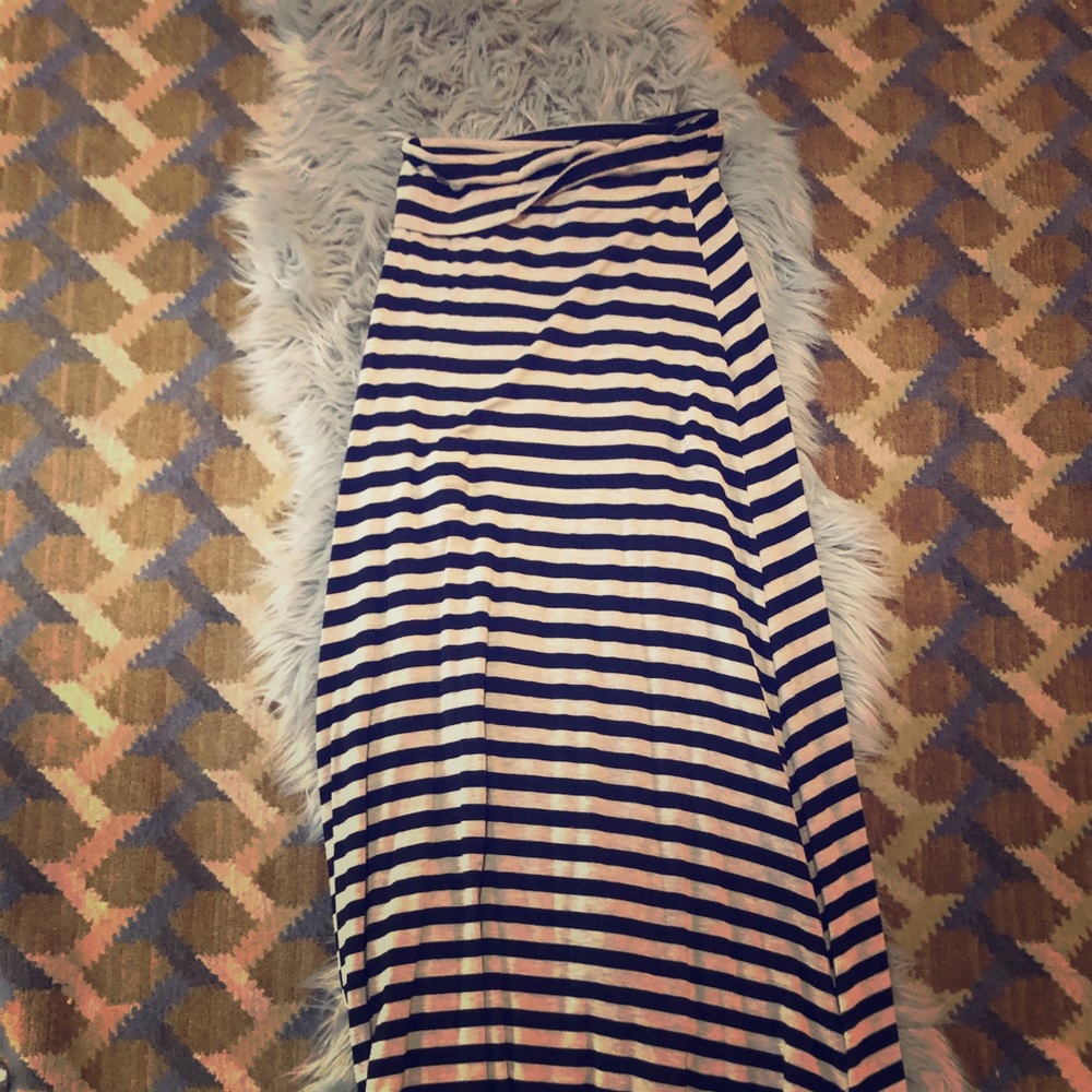 Black and Ivory striped maxi skirt